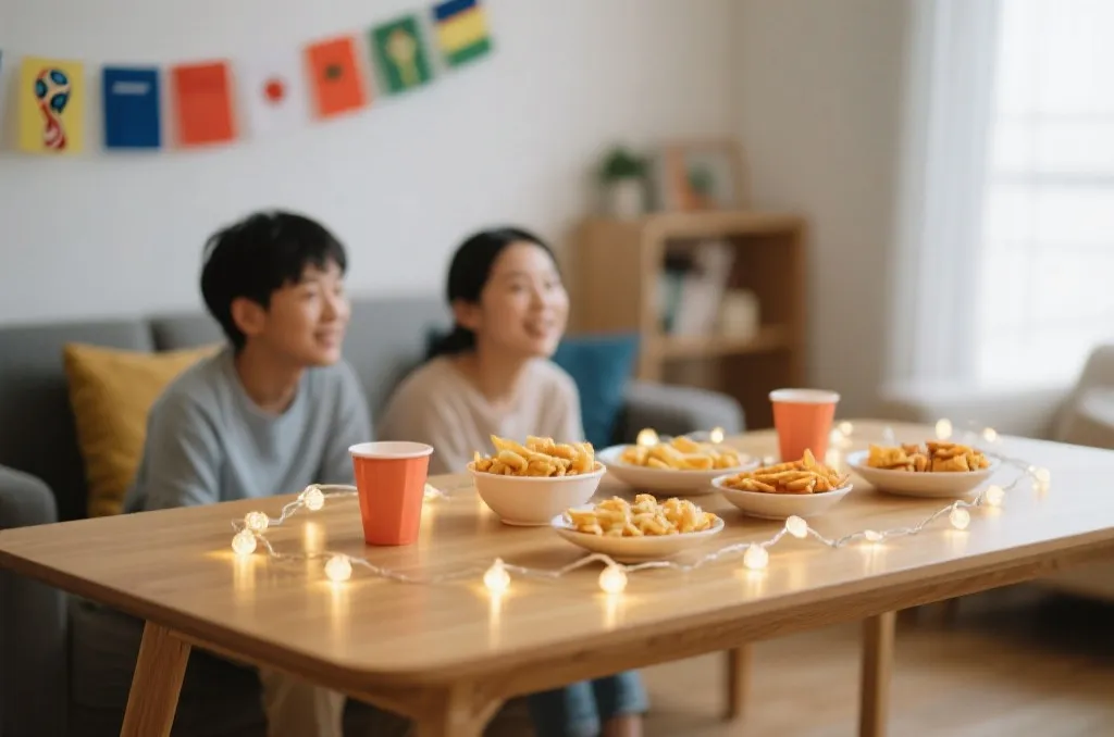 世界杯主题桌面与简洁灯光布置